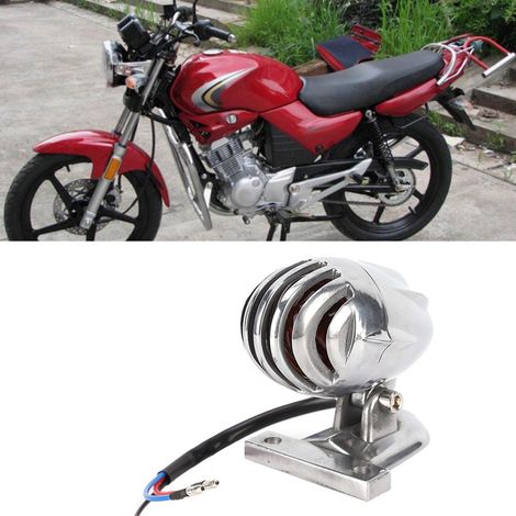 Universelle LED-Motorradscheinwerfer, verchromtes Rücklicht, Kennzeichenhalterung, Honda-kompatibel, Bullet-Glühbirne, rotes Licht (1/5)