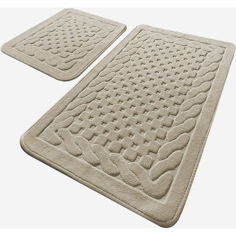 Set de 2 tapis de bain antidérapants en coton Bambi - Beige (1/5)