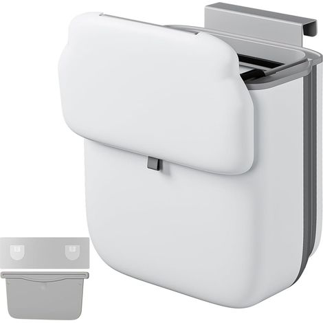 1 poubelle suspendue, pliable 10l étanche avec couvercle, pp+tpa, pour cuisine, salle de bain, camping car (1/5)
