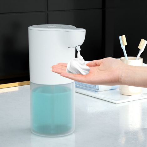 Distributeur De Savon En Mousse - Capteur Infrarouge Automatique Sans Contact - Rechargeable Par USB - Montage Sur Plan De Travail Ou Mur - Blanc - 1 Pièce (1/5)