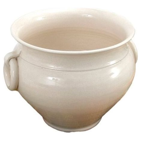 3C CASA 0924251-B Cachepot in Ceramica Maniglie ad Anello diametro 25 cm colore Bianco