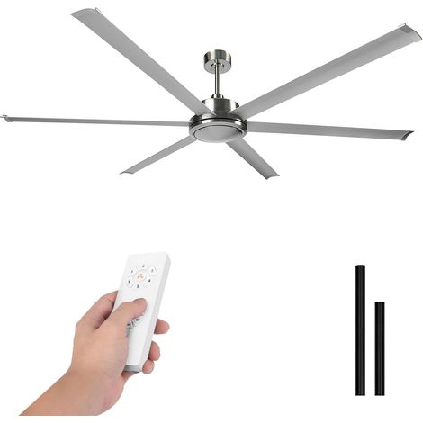 Ventilador techo industrial 214 cm silencioso 6 aspas motor DC y mando (1/5)