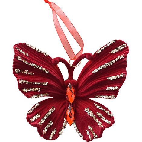 Guirlande De Noël - Boucle En Velours Avec Papillon Et Flocon De Neige - Décoration Suspendue Pour Arbre À Noël, Couronne Et Guirlande - Lot De 6 (1/5)