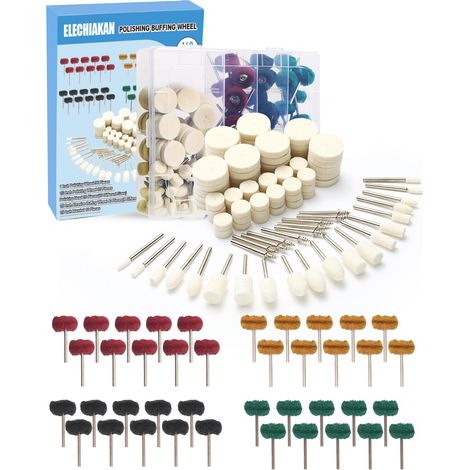 Kit de polissage de 140 pièces pour Dremel et perceuses (embouts de polissage et disques abrasifs) Accessoires pour outils rotatifs avec tige de 1/8 pouce (3,17 mm) (1/5)