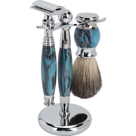 Kit de tondeuse à barbe manuelle avec brosse et support à crochet pour tailler, styliser et raser. (1/5)