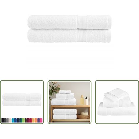 vidaXL Weiß - Premium Handtücher SOLUND 2 Stk. Weiß 100x200 cm 600 g/m² (1/5)