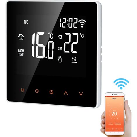 Thermostat intelligent WiFi pour chauffage au sol électrique avec écran tactile programmable commande vocale