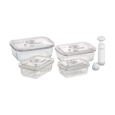 Barattoli sottovuoto CASO in vetro quadrato con pompa a mano set di 4 370/600/1000/1500ml (1/2)