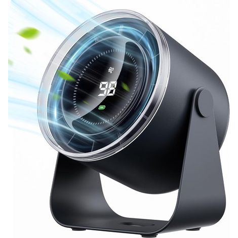 Ventilatore da tavolo - Angolo regolabile - Silenzioso - 100 velocità del vento con display digitale - Ricaricabile - Adatto per casa, ufficio e viaggi (1/5)