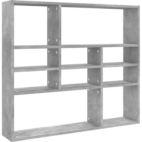 Mensole a Parete Scaffale da parete Ripiano a Parete Grigio Cemento 90x16x78 cm Legno Multistrato (1/5)