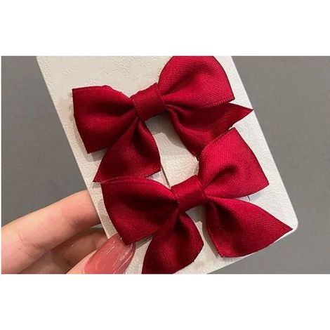 Lot de 2 nœuds rouges - Pince à cheveux - Nœud papillon rouge de Noël - Accessoire coiffure et fête (1/5)