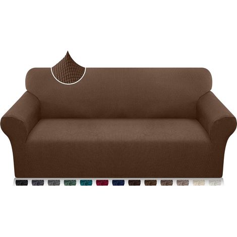 Superweicher 3-Sitzer-Sofabezug, Zweisitzer, verbesserter moderner Couchbezug für Hunde und Haustiere, rutschfester Möbelbezug mit elastischer Unterseite, maschinenwaschbar (3-Sitzer, Kaffee) (1/5)