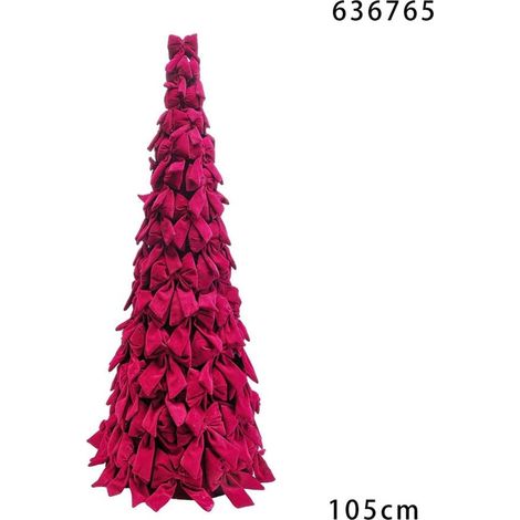 TRADE SHOP - Albero Di Natale Di Fiocchi Decorativo 105cm Ornamento Natalizio Da Appoggio Autoportante - Bordeaux (1/2)