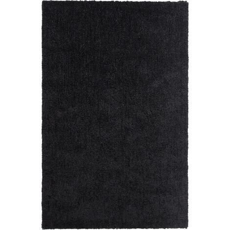 Tapis Poils Longs Noir en Polyester et Coton pour Chambre ou Salon au Style Moderne 200 x 300 cm Beliani (1/5)