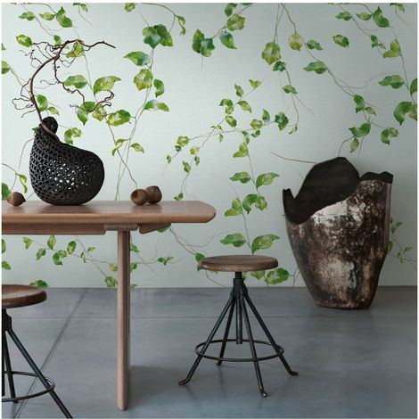 Photo wallpaper Profhome 398801 hot embossed non-woven wallpaper smooth with floral ornaments matt green blue brown 1.59 m x 2.8 m (1/4)