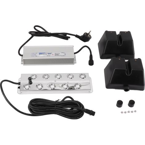 Brumisateur à 10 têtes en acier inoxydable avec bouée d'alimentation pour serres, jardins, pelouses, étangs, rocaille décorative, aquarium, prise UE 220 V (1/5)