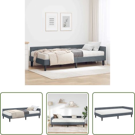 vidaXL Matratze -  Eckbettgestell mit Matratze Sonstiges 2 pcs Grau Samt (1/5)