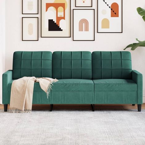 Sofá de 3 plazas terciopelo verde oscuro 180 cm vidaXL