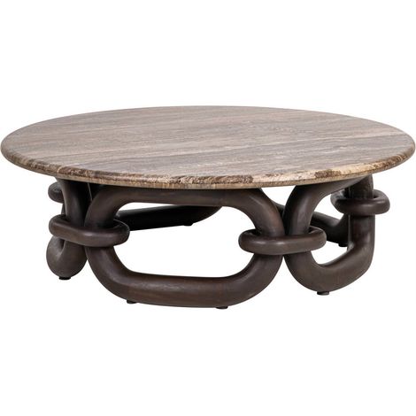 Table basse ronde en travertin brun cendré - brun cendré (1/4)
