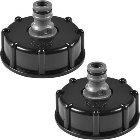 Adaptateur de couvercle de réservoir 2 pièces, couvercle de réservoir IBC, raccords IBC S60x6, couvercle de trou fileté 1/2 pouce pour raccorder un tuyau d'arrosage, réservoir d'eau de pluie IBC