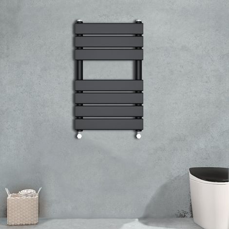 Flat Panel Heated Towel Rail Bathroom Rad Radiator Black 650x400mm (1/4)