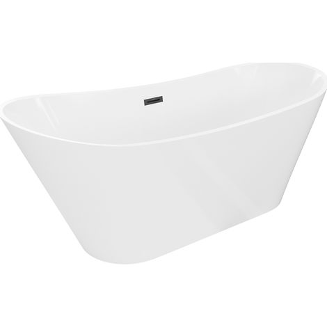 Mexen Dora freistehende Wanne 170 x 75 cm, weiß, Überlauf schwarz - 52071707500-70