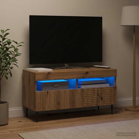 vidaXL LED TV Cabinet HAARLEM 81 x 35 x 43 cm Artisan Oak (1/5)