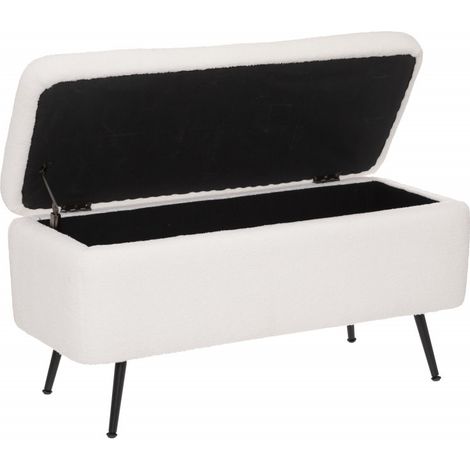Banc Déco coffre "Aurora" bois & métal Blanc Atmosphera - - (1/3)