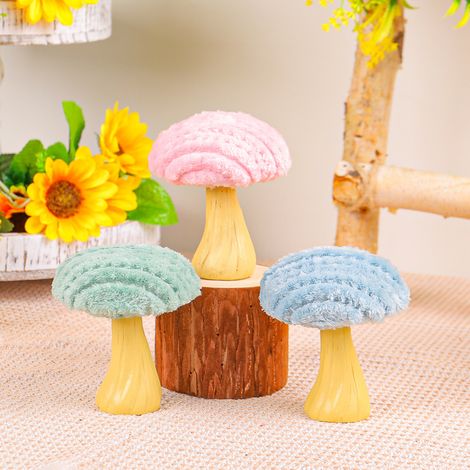 Champignon Rembourré - Décoration Intérieure Bureau Maison Jardin - Hauteur 12 cm - Matière Pluche PP Coton Gypse - Bleu (1/5)