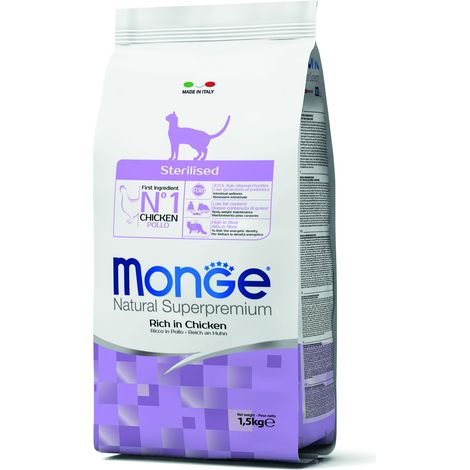 MONGE CIBO SECCO GATTO STERILIZZATI CROCCANTINI AL POLLO 1,5 KG