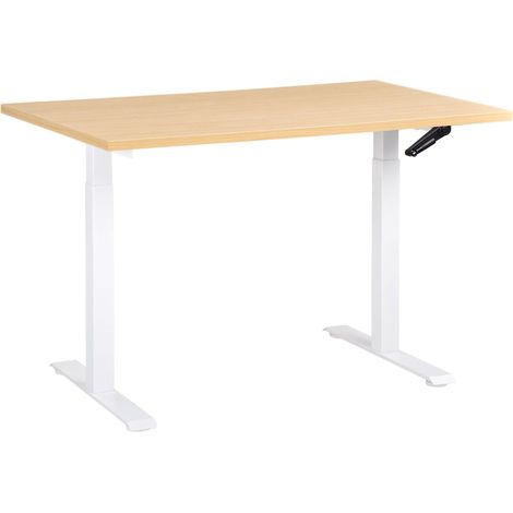Manual Adjustable Standing Desk DESTINES Light Brown/ White 120 cm 60 cm (1/5)