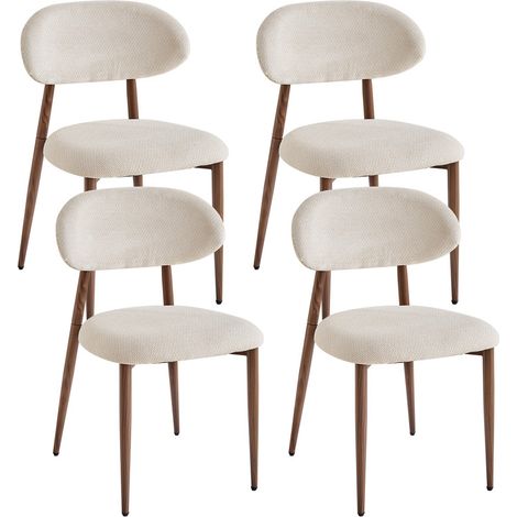 Wokaka Pack de 4 sillas - Silla de Lino y comedor - estilo escandinavo minimalista - para salón y cocina - Marrón (1/5)