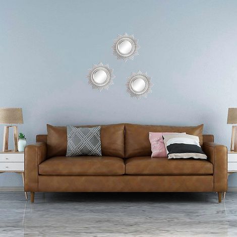 Miroirs argentés décoratifs muraux (lot de 3), ornements suspendus, fournitures d'artisanat pour la maison, la chambre et la salle de bain. (1/4)