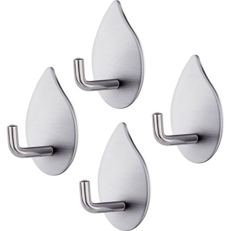 Sollbry Gancho adhesivo, 4 piezas de acero inoxidable 304, ganchos autoadhesivos, ganchos de pared impermeables, toallero de baño resistente, capacidad de 3 kg, gancho de pared para dormitorio, cocina (1/5)