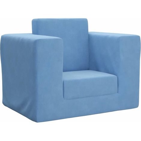 Schlafsofa für Kinder Blau Weicher Plüsch