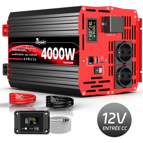 Onduleur pur sinus 12V vers 230V, 4000W continu 8000W crête, convertisseur tension bateau (1/5)