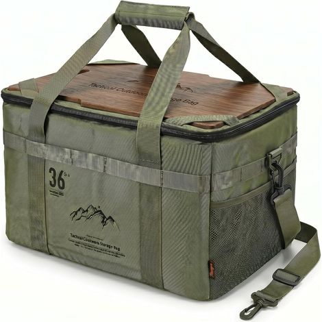 Sac rangement camping tactique vert 36L, sac pliable imperméable, organiseur cuisine extérieur randonnée (1/5)