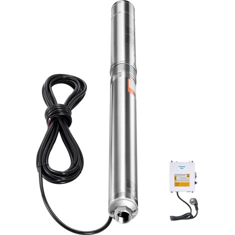 Pompe immergée pour puits profond 230 V en inox, puissance utile 550 W, coffret externe et câble 20 m pour irrigation (1/5)