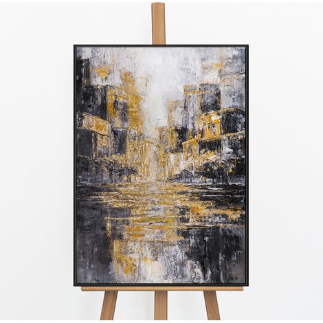 Gemälde Nächtliche Stadt Rahmen Schwarz 70x50 cm (1/5)