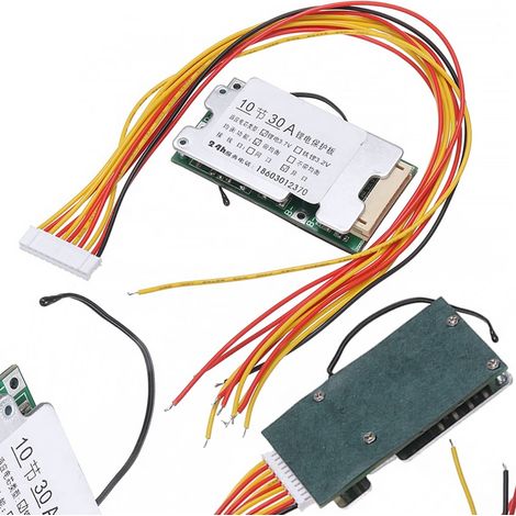 Módulo BMS Rosfix 10S 36V/42V 30A Li-Ion 18650 - Placa de protección PCB con equilibrador y chip NTC  Para baterías de 10S (1/5)