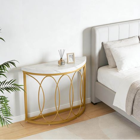 Tavolo consolle semicircolare in marmo MDF oro OKMYHOME (1/5)