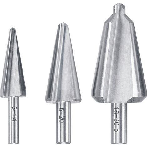 kwb HSS Blech-Schälbohrer Set, 3-teilig für Edelstahl, Konus-Bohrer stufenlos für hochlegierte Stähle (1/3)