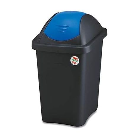 Pattumiera Bidone Bascula Fusto Nero e Bascula Blu 30 Litri (1/4)