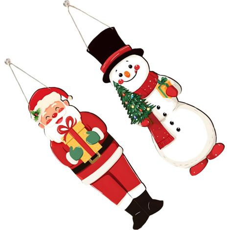 Décorations de Noël Suspendues Bois Père Noël et Bonhomme pour Fenêtres Maison ou Bureau pour Ambiance Festive (1/5)