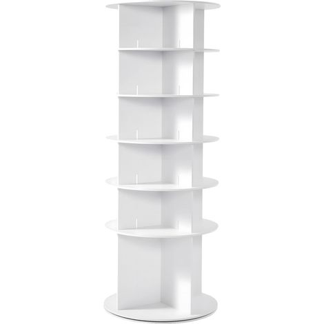 Scarpiera girevole a 360°, design salvaspazio, 6 ripiani bianchi (1/2)
