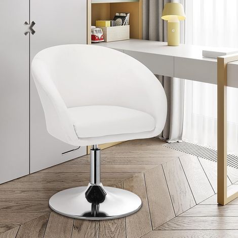 WOLTU Taburete de bar giratorio moderno, blanco y acolchado / Sillón de cocina (1/5)