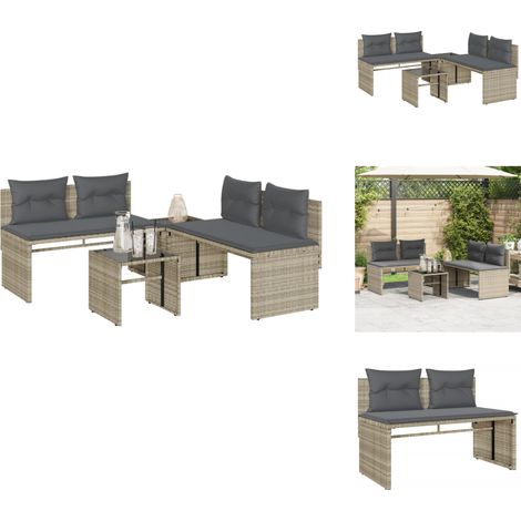 Salon de jardin 4 pcs avec coussins gris clair résine tressée - Ensemble Salon De Jardin - Salon De Jardin Pliable - Mobilier De Jardin - Meubles De Jardin Résistants Aux Intempéries - Set Salon De Ja (1/5)