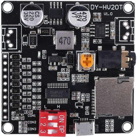JIAJIEFANG DY-HV20T Sprachmodul – 12V/24V kompatibel, MP3-Player mit microSD-Kartenunterstützung und 10–20W Wiedergabeleistung (1/5)