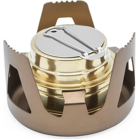 Réchaud à alcool portable miniature d'extérieur pour la randonnée, le camping et la survie (cuivre) (1/5)
