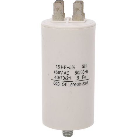 Condensateur de fonctionnement CBB60, condensateur de moteur à cylindre à Double insertion pour Machine à laver et appareils ménagers 450V 16uf (1/5)